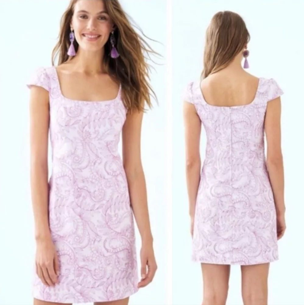 Lilly Pulitzer  Laurent Dress Purple Quartz Sunshine Swirl Embroidery Sz 4